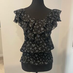 Miley Cyrus & Max Azria Floral Ruffle Top EUC